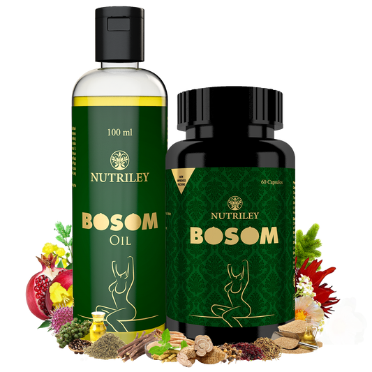 Nutriley Bosom - Breast Enlargement Capsules (60 Capsules) & Enlargement Oil (100 ML)