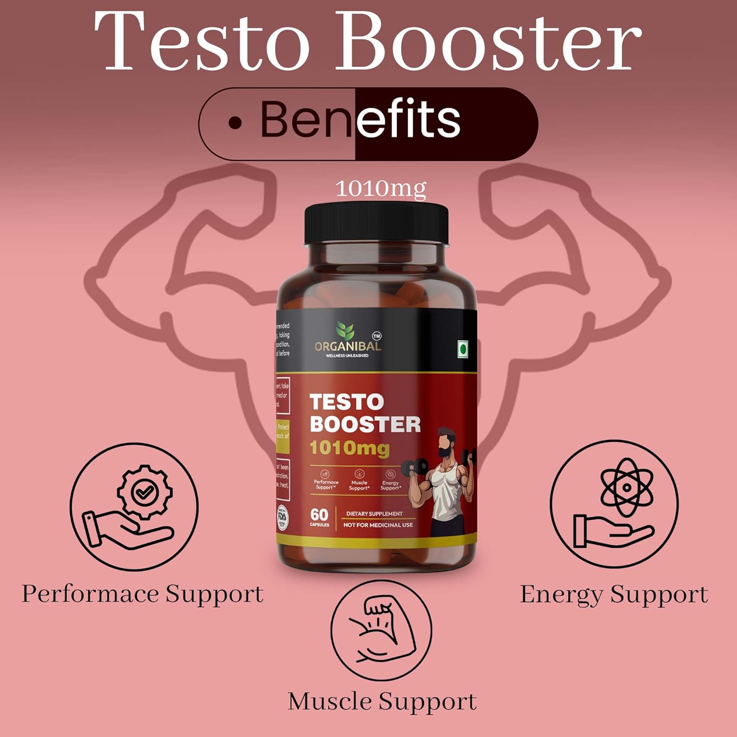 Natural Testosterone Booster Support Supplement 60 Capsules