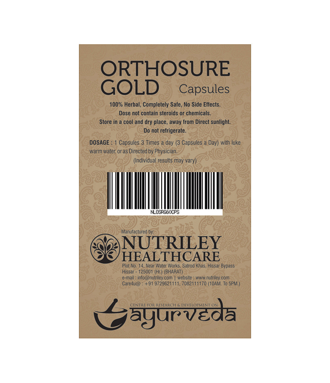 CRD Ayurveda Orthosure Gold  - Joint Pain / Arthritis Capsules (60 Capsules)